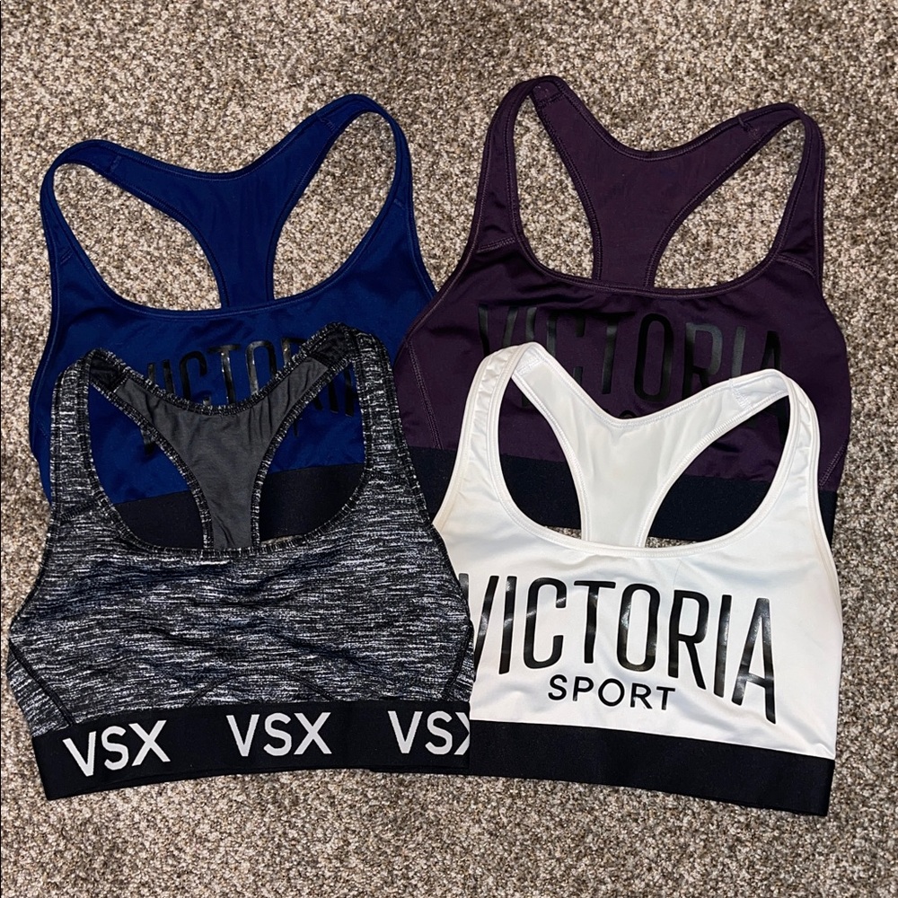Victoria's Secret Racerback Sports Bra Set - Navy, Plum, marled black, White